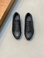 Emporio Armani - Men’s Grained Leather Sneakers with Contoured Platform Sole