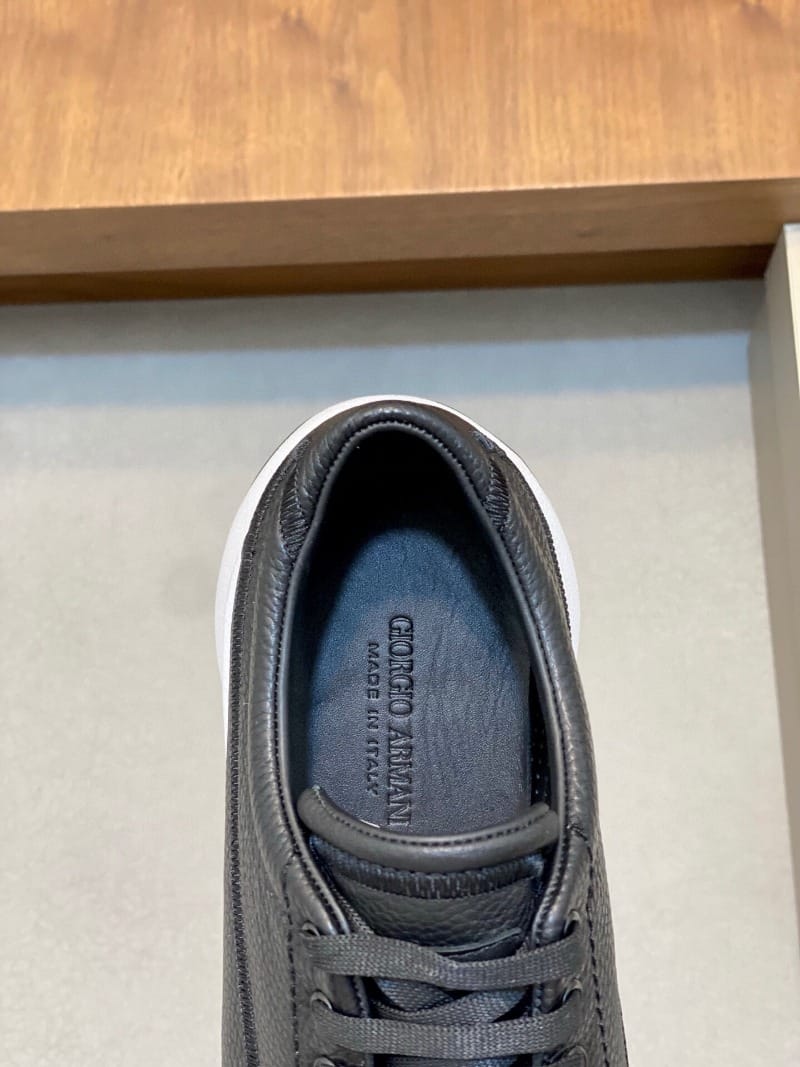 Emporio Armani - Men’s Grained Leather Sneakers with Contoured Platform Sole