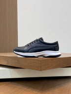 Emporio Armani - Men’s Grained Leather Sneakers with Contoured Platform Sole