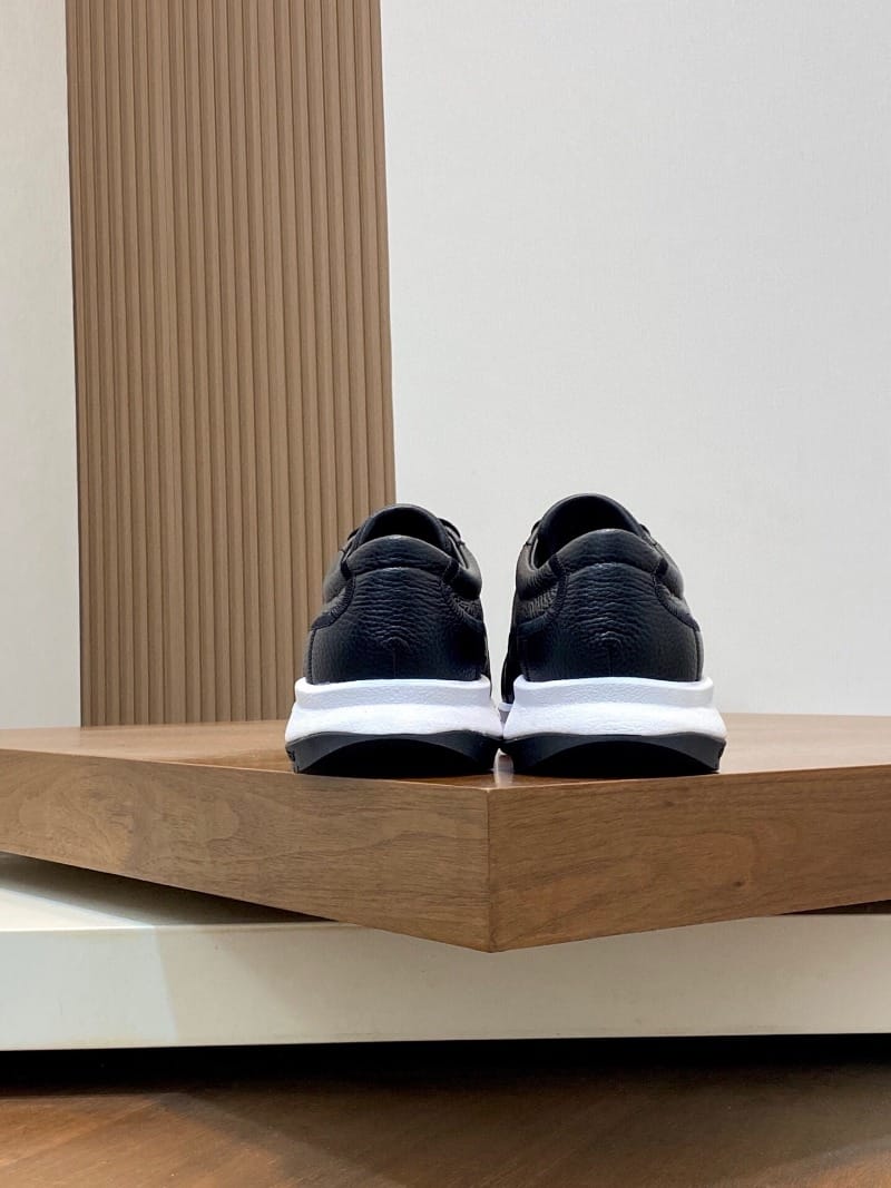 Emporio Armani - Men’s Grained Leather Sneakers with Contoured Platform Sole