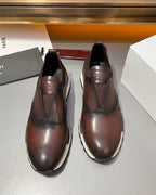 Berluti - Men’s Shadow Venezia Leather Slip-On Sneakers in Cacao Intenso