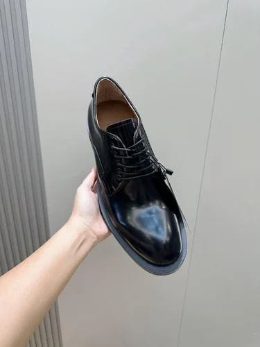 Zegna - Men’s Polished Calfskin Derby Shoes with Chunky Lug Sole