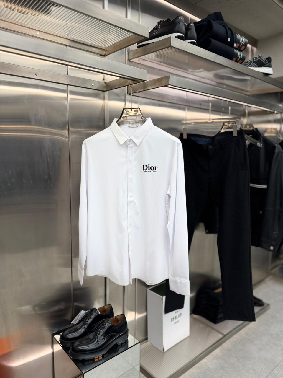 Christian Dior - Men’s Signature Logo Poplin Shirt in Optic White