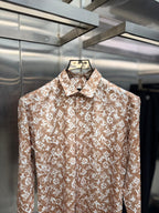 Louis Vuitton - Men’s Monogram Bleached-Effect Silk Blend Shirt in Caramel & White