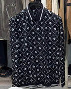 Dolce & Gabbana - Men’s DG Logo Diamond Monogram Silk-Blend Shirt in Nero