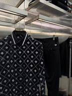 Dolce & Gabbana - Men’s DG Logo Diamond Monogram Silk-Blend Shirt in Nero