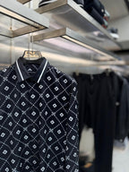 Dolce & Gabbana - Men’s DG Logo Diamond Monogram Silk-Blend Shirt in Nero