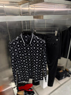 Dolce & Gabbana - Men’s DG Logo Diamond Monogram Silk-Blend Shirt in Nero