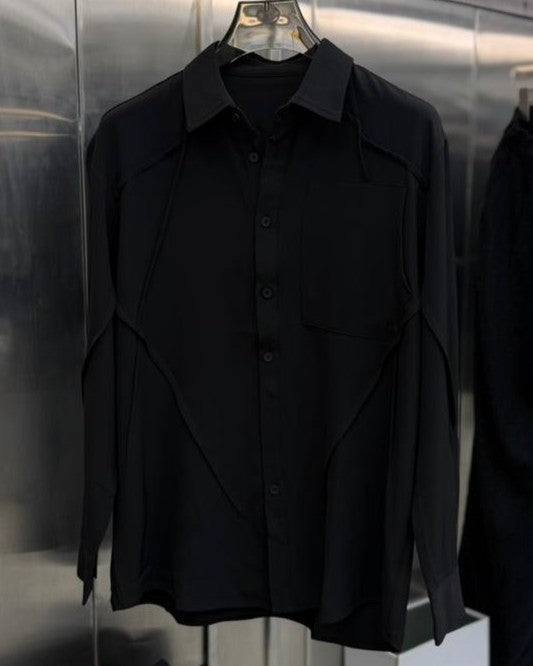 Zeroly - Men’s Sculpted Panel Architect Shirt in Stealth Black