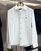 Versace - Men’s Medusa Biggie Embroidered Poplin Shirt with Gold-Tone Buttons
