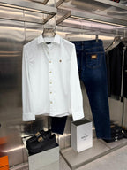Versace - Men’s Medusa Biggie Embroidered Poplin Shirt with Gold-Tone Buttons