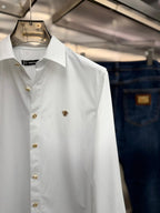 Versace - Men’s Medusa Biggie Embroidered Poplin Shirt with Gold-Tone Buttons
