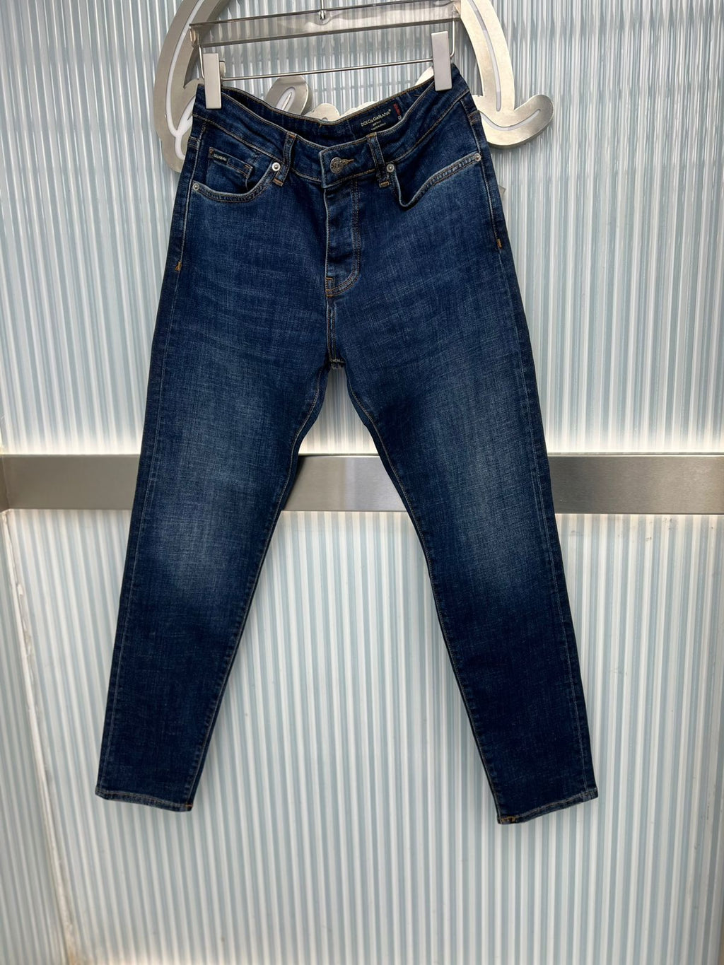 Dolce & Gabbana - Men’s Slim-Fit Distressed Jeans with Gold-Tone Logo Plaque