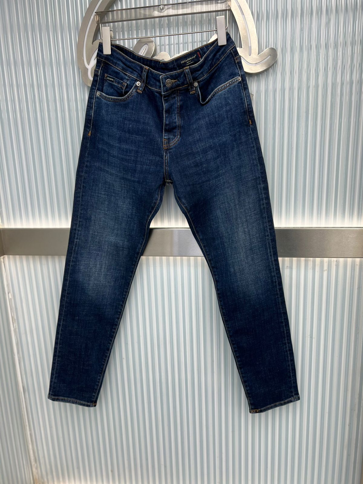 Dolce & Gabbana - Men’s Slim-Fit Distressed Jeans with Gold-Tone Logo Plaque