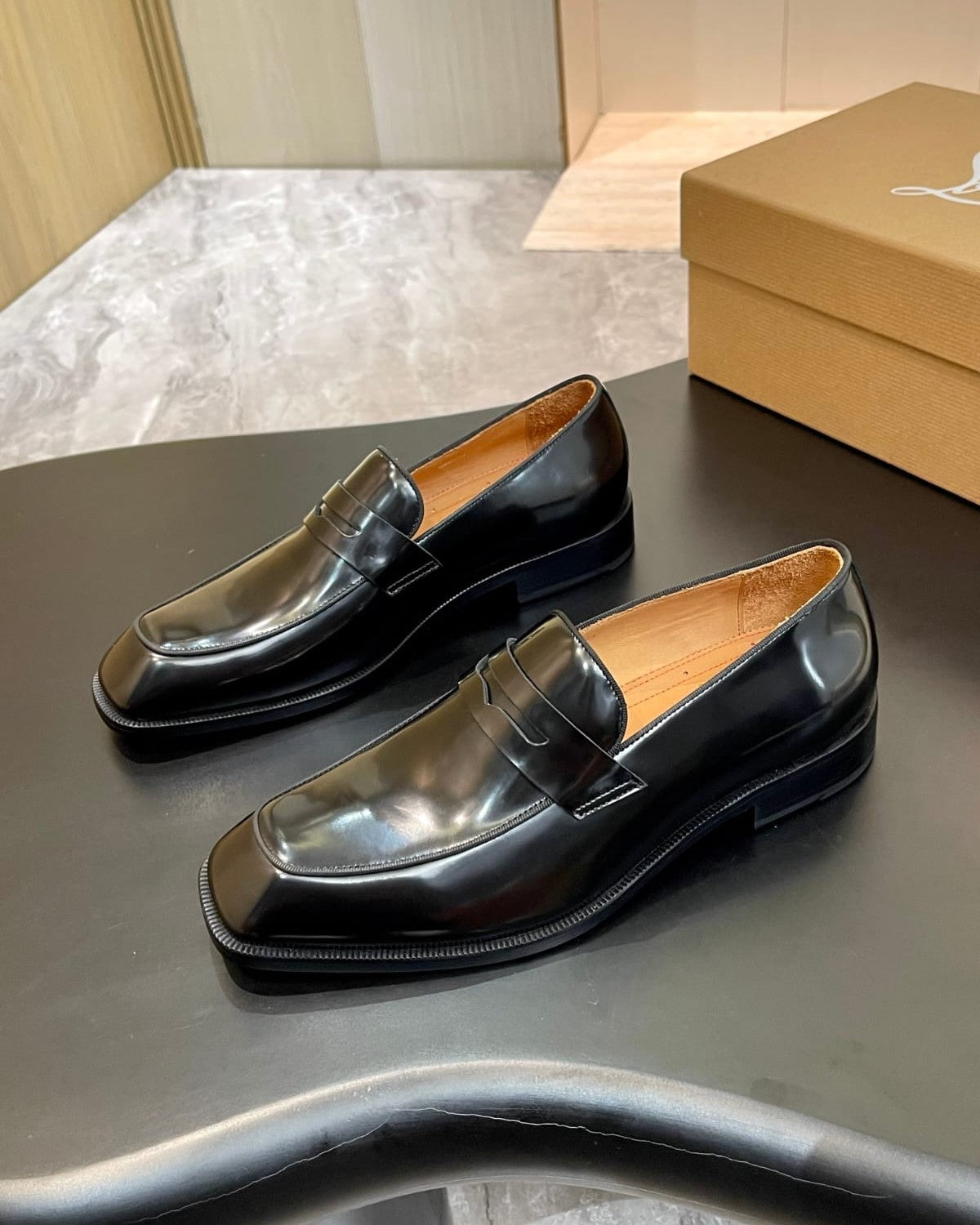 Christian Louboutin - Penny No Back Black Calf Leather Loafers