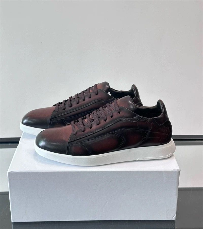 Berluti - Venezia Leather Sneaker with Burnished Burgundy Patina