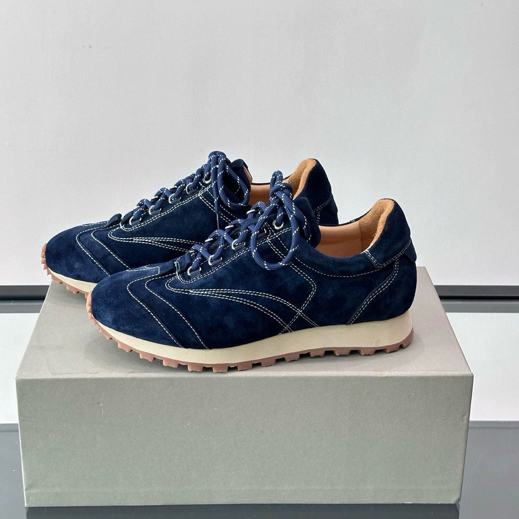 Brunello Cucinelli - Navy Suede Runner Sneakers - Contrast Stitching