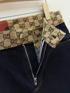 Gucci - Two-Tone GG Waistband Dark Denim Jeans - Tiger Appliqué