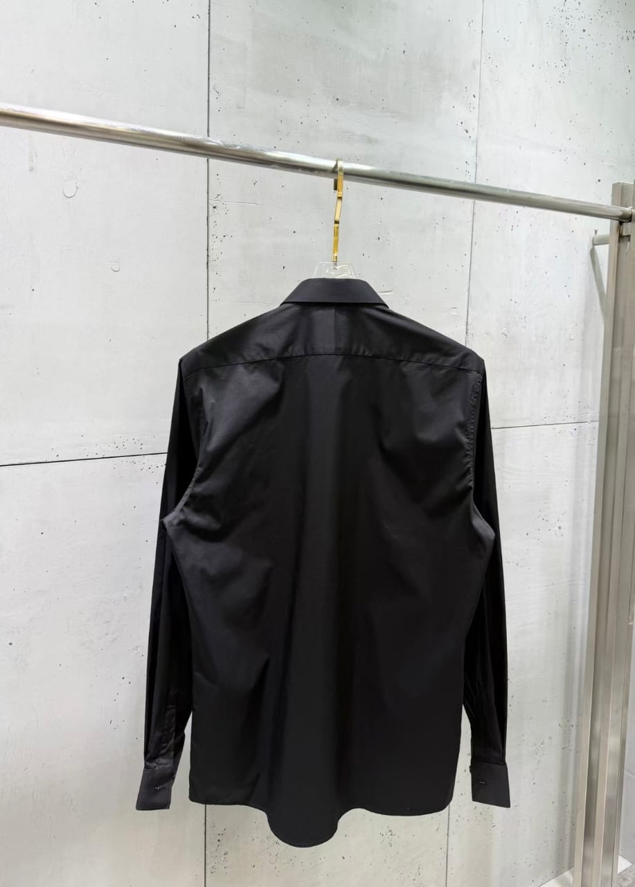 Louis Vuitton - Black Long-Sleeve Shirt w/ Textured Logo