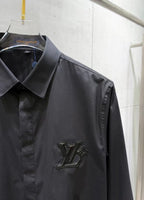 Louis Vuitton - Black Long-Sleeve Shirt w/ Textured Logo