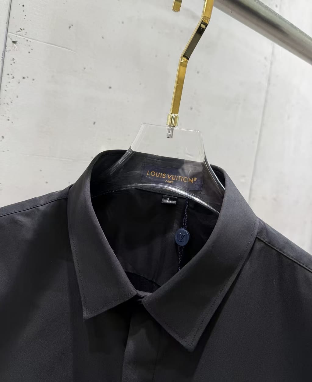 Louis Vuitton - Black Long-Sleeve Shirt w/ Textured Logo