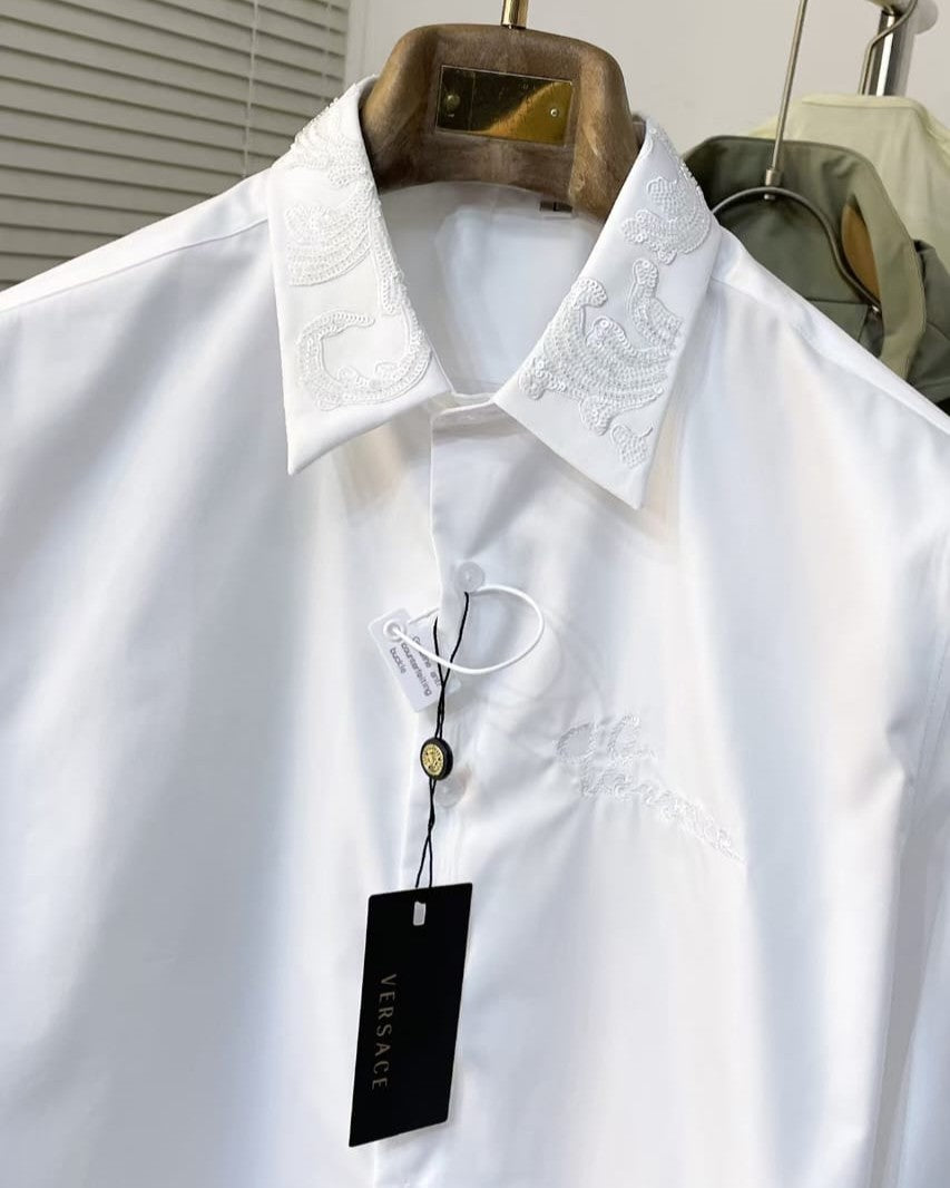 Versace - Men's White Collar Button-Down Shirt