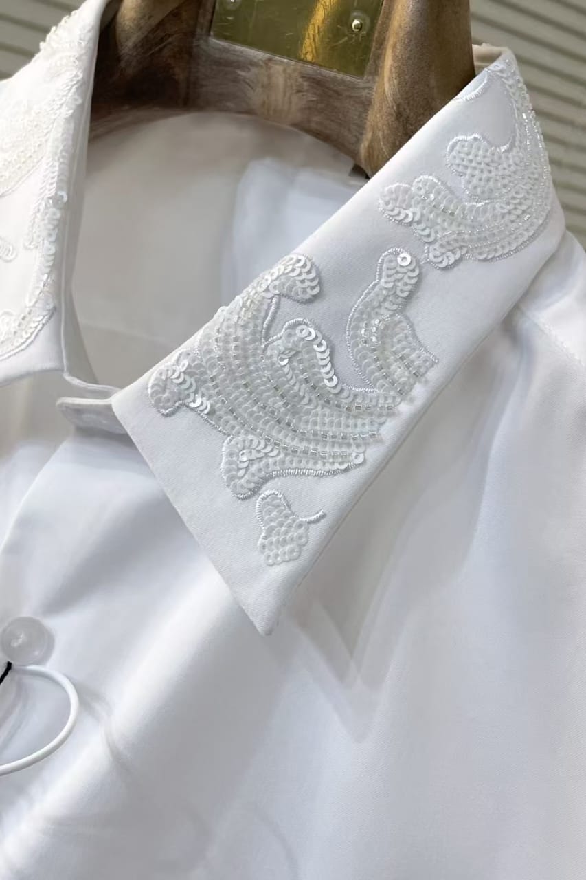 Versace - Men's White Collar Button-Down Shirt