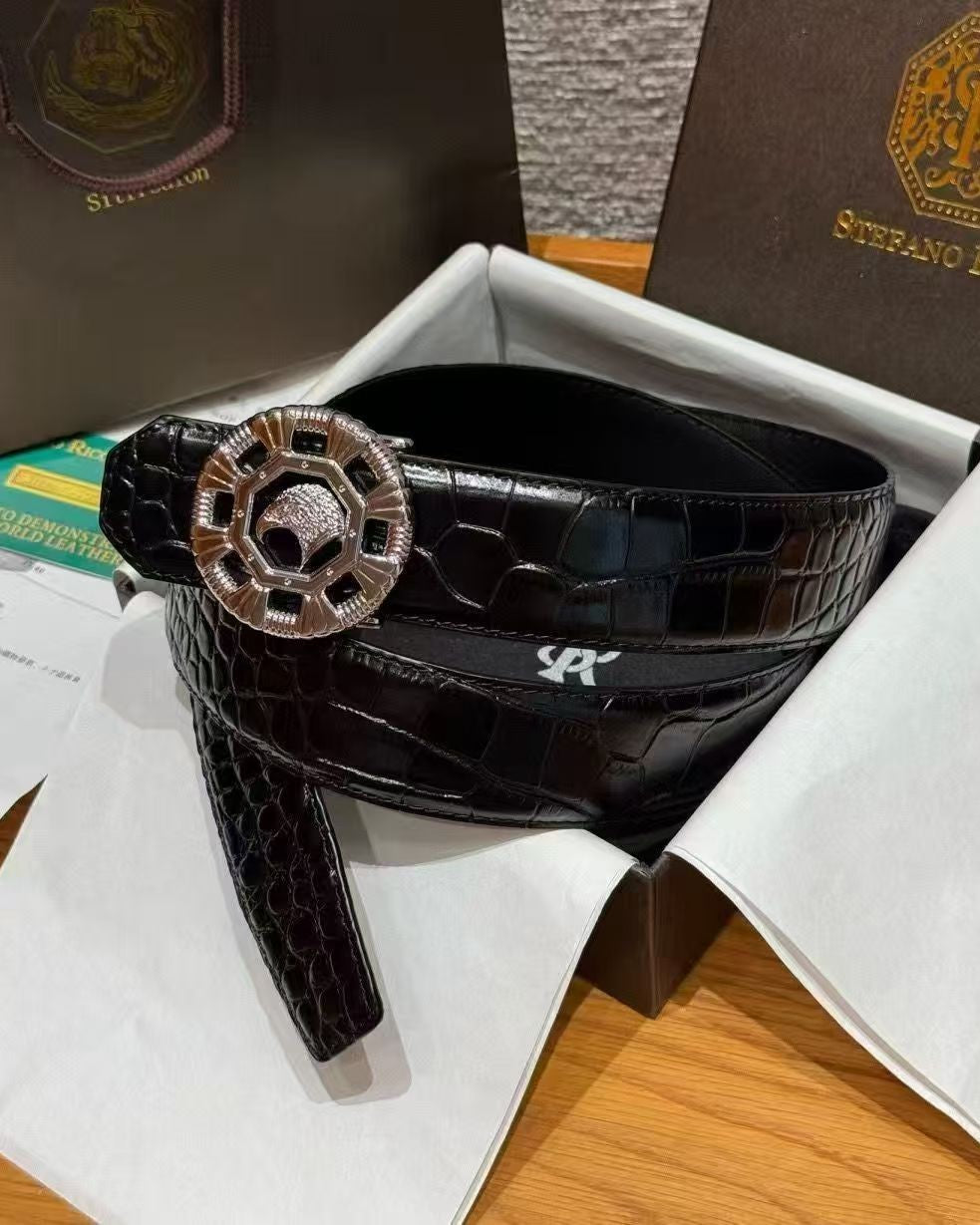 Stefano Ricci - Men's Black Eagle Leather Belt