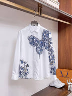 Valentino - Blue Floral & Butterfly Print White Shirt