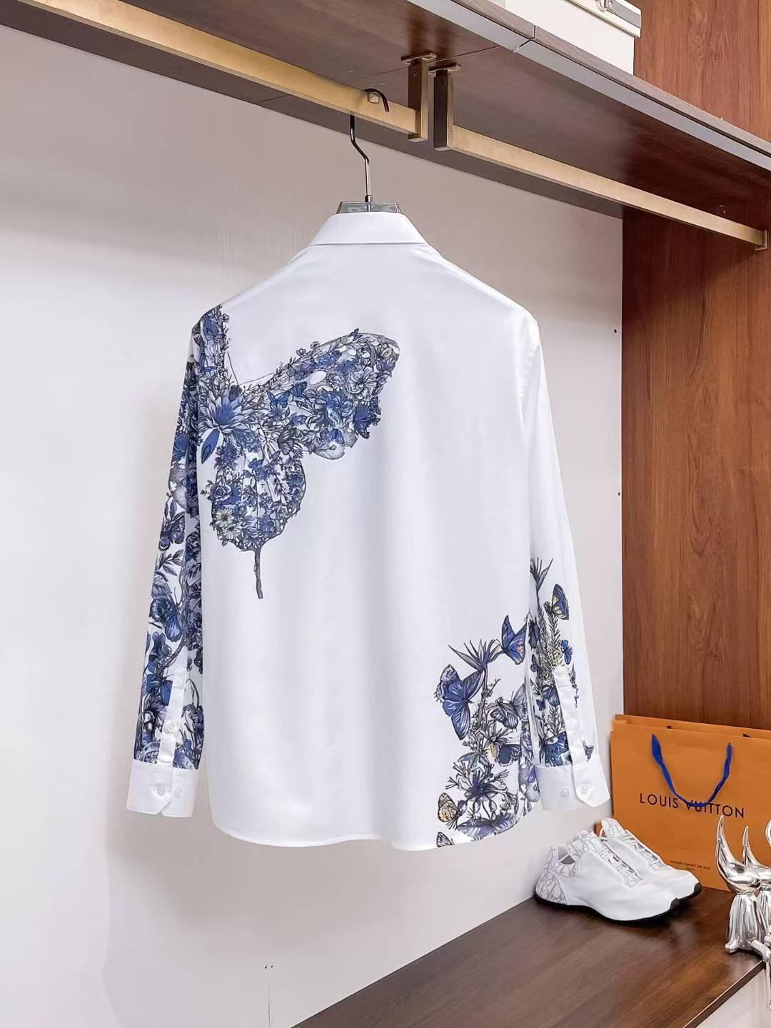 Valentino - Blue Floral & Butterfly Print White Shirt