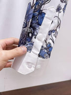 Valentino - Blue Floral & Butterfly Print White Shirt