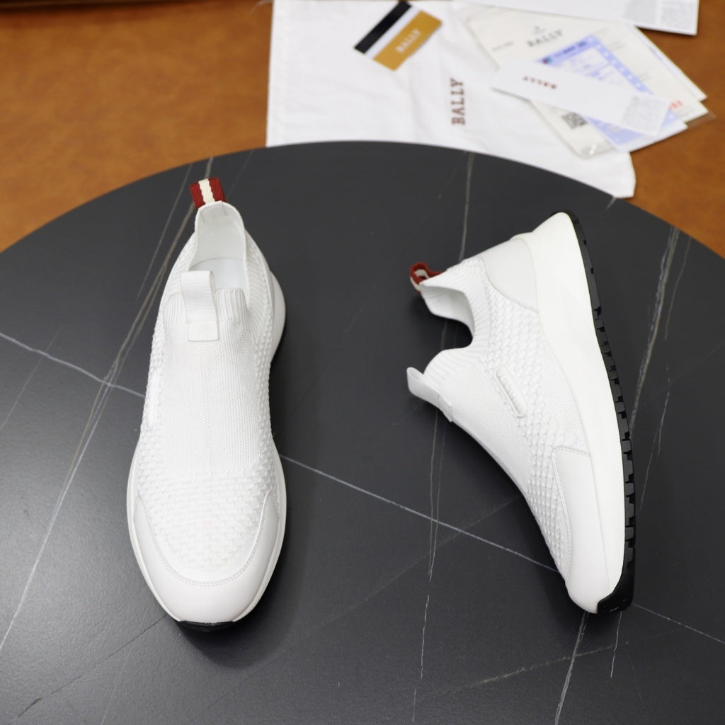 Bally - White Slip-On Knit Sneaker