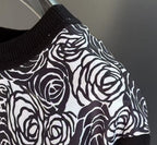 GIVENCHY - Monochrome Rose Print Contrast Panel T-Shirt