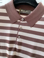 LORO PIANA - Striped Silk and Cotton Knit Polo Shirt