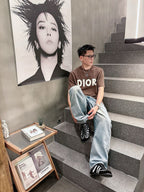 DIOR - Overlaid Logo Graphic T-Shirt in Coffee Brown