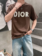 DIOR - Overlaid Logo Graphic T-Shirt in Coffee Brown