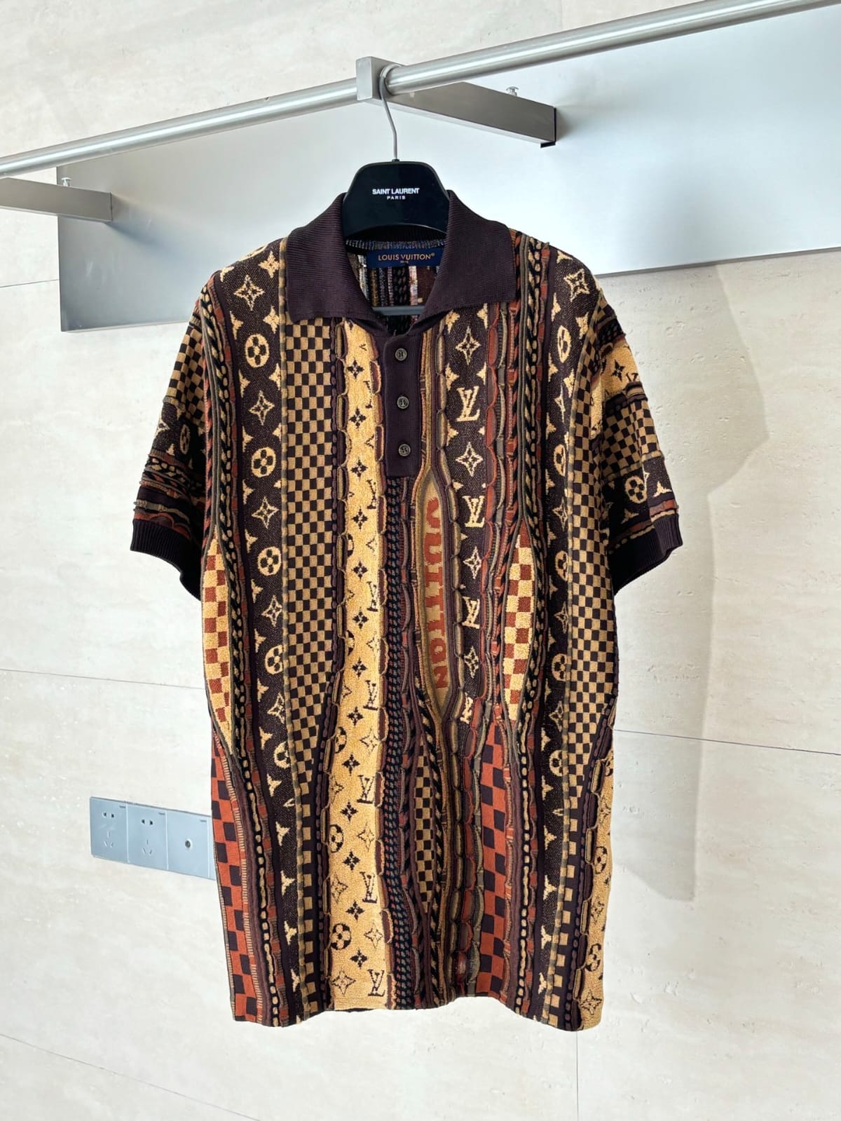 LOUIS VUITTON - Monogram Damier 3D Textured Knit Polo