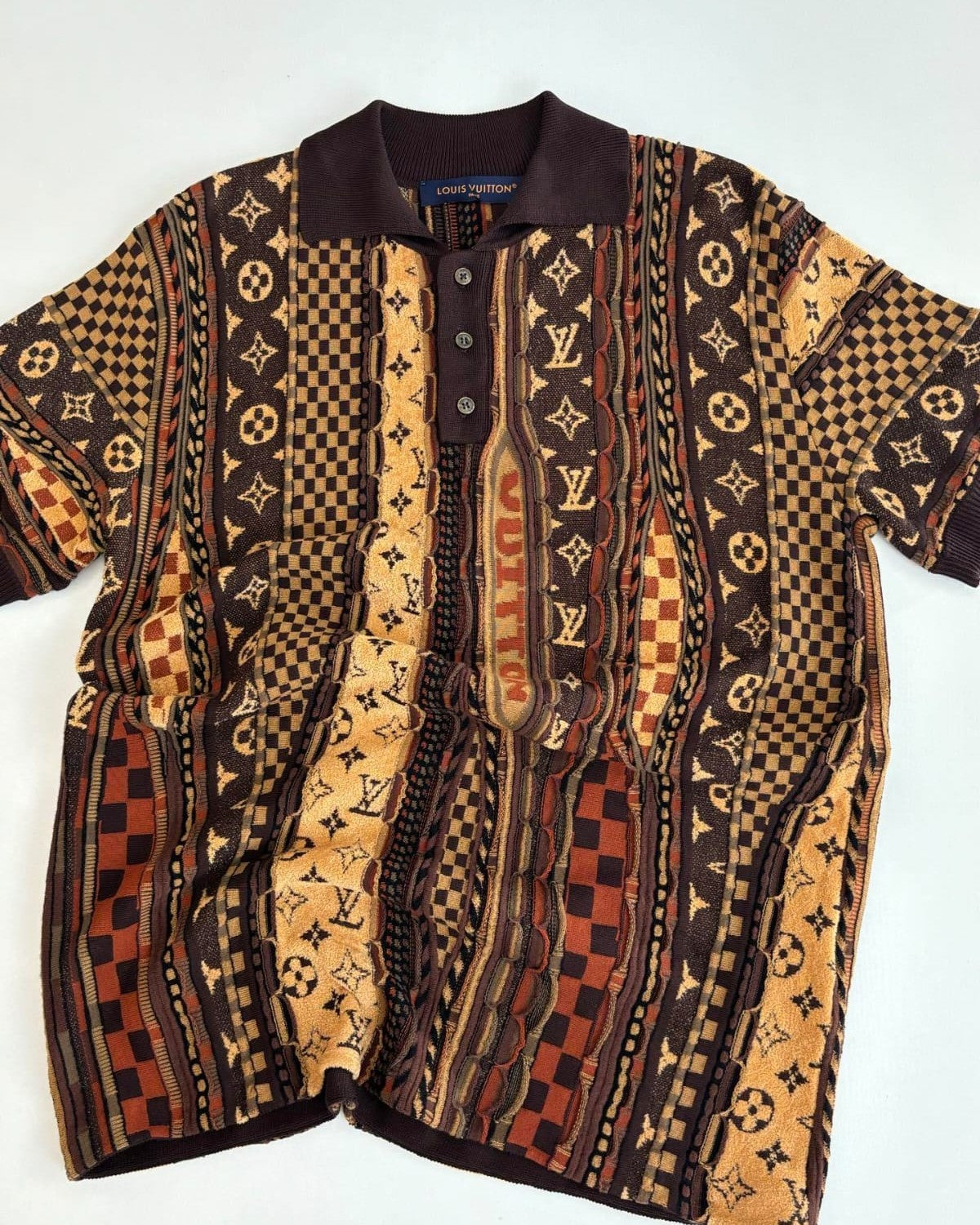 LOUIS VUITTON - Monogram Damier 3D Textured Knit Polo