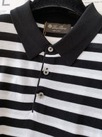 Loro Piana - Striped Silk & Cotton Knit Polo Shirt