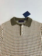 Louis Vuitton - Damier Intarsia Knit Polo in Khaki & Cream