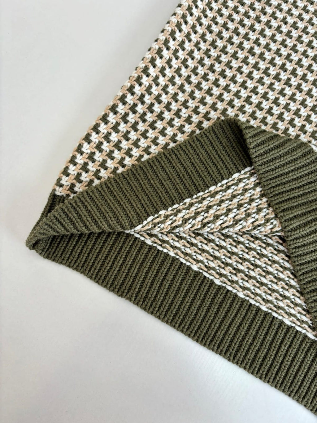 Louis Vuitton - Damier Intarsia Knit Polo in Khaki & Cream