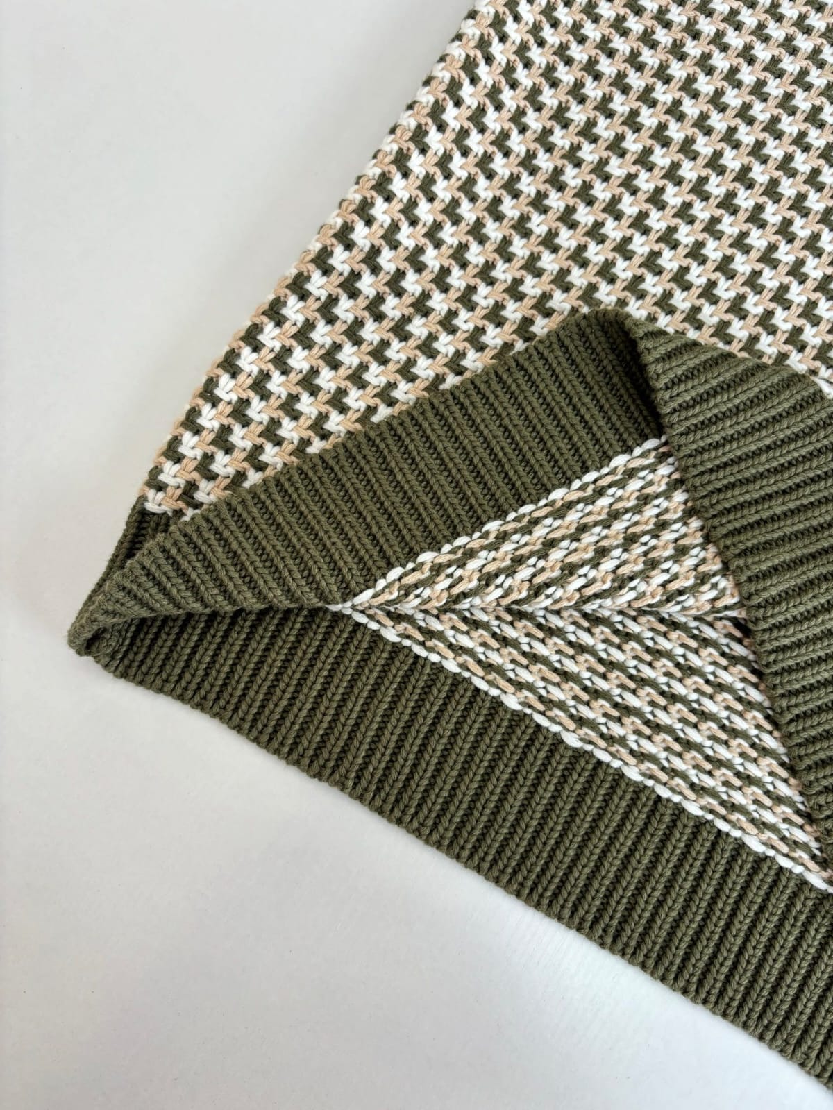 Louis Vuitton - Damier Intarsia Knit Polo in Khaki & Cream