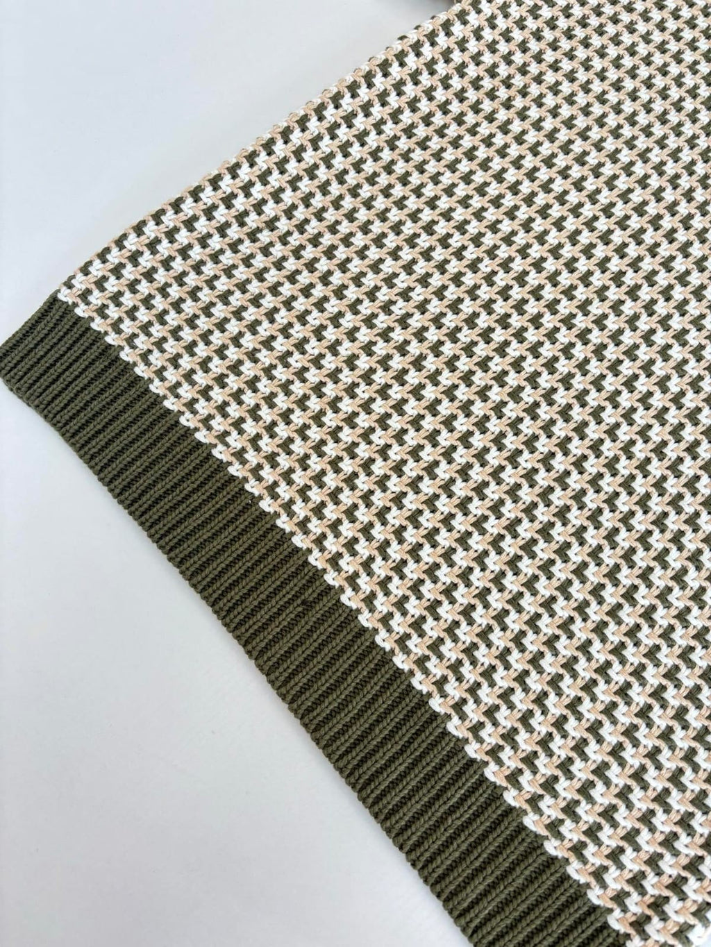 Louis Vuitton - Damier Intarsia Knit Polo in Khaki & Cream