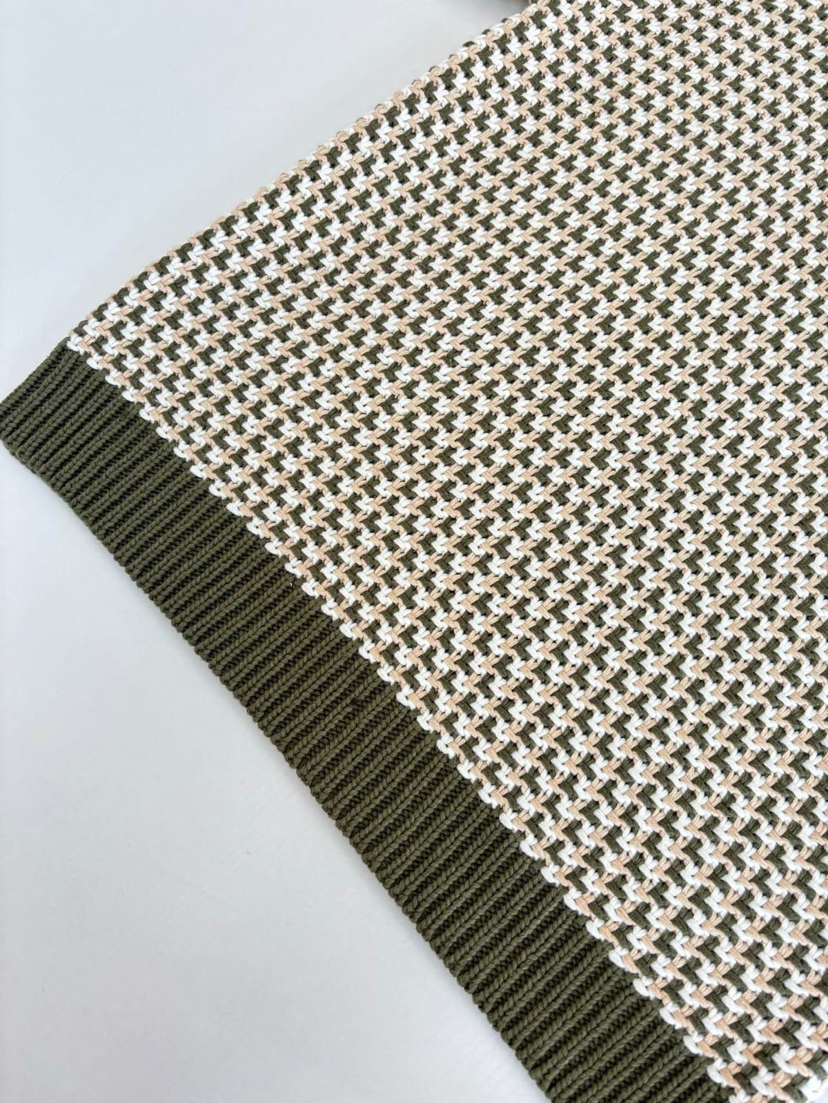 Louis Vuitton - Damier Intarsia Knit Polo in Khaki & Cream