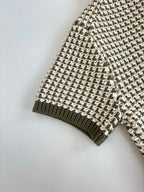 Louis Vuitton - Damier Intarsia Knit Polo in Khaki & Cream