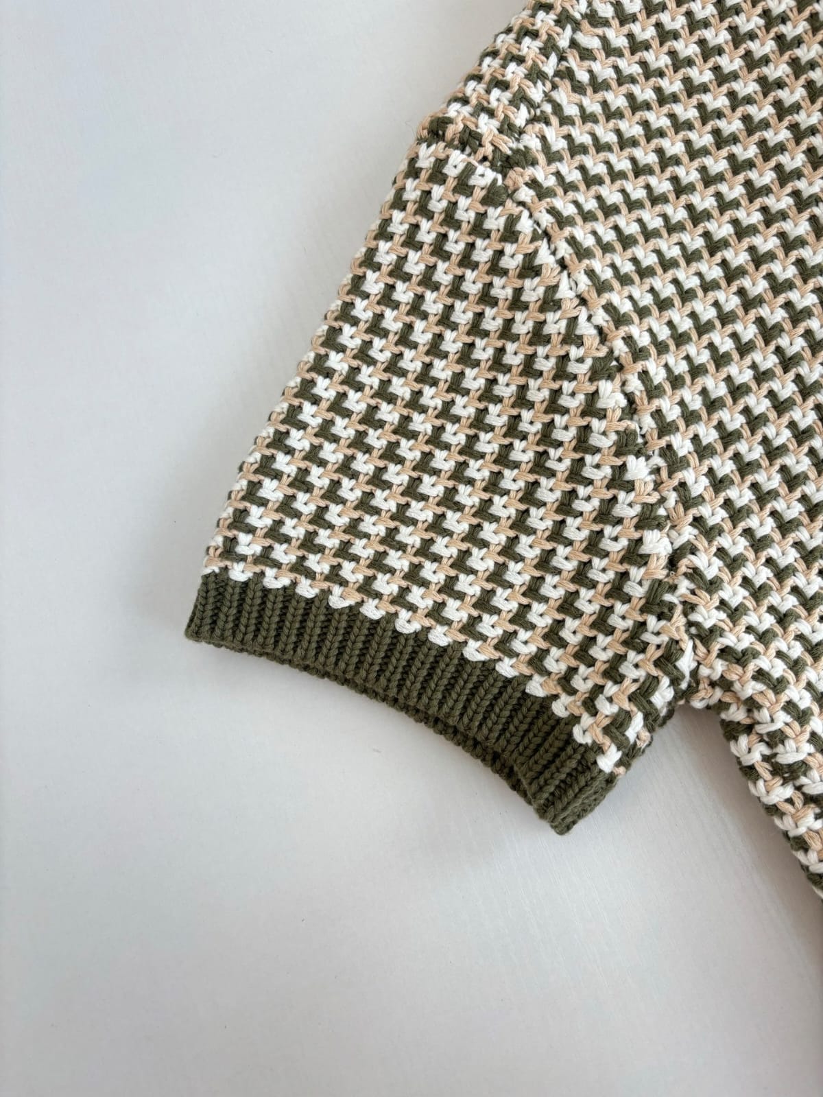 Louis Vuitton - Damier Intarsia Knit Polo in Khaki & Cream