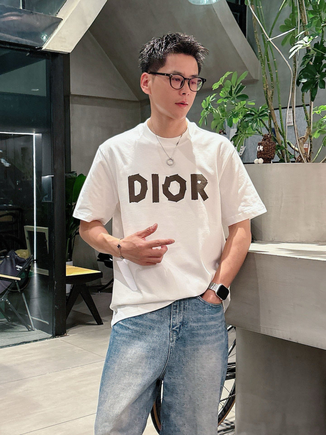 Dior - Oblique Appliqué Logo T-Shirt in Off-White