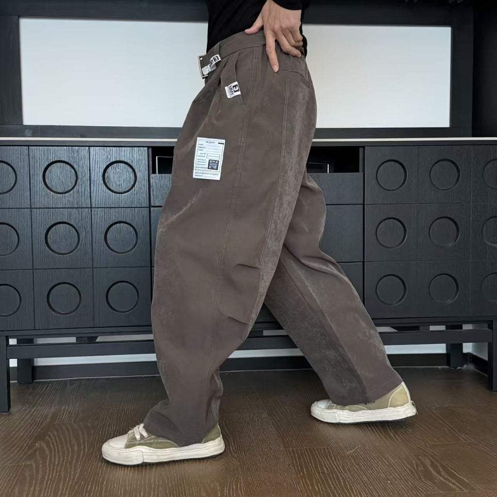 Maison Mihara Yasuhiro - Wide-Leg Pleated Trousers with Integrated Belt – Taupe