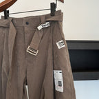 Maison Mihara Yasuhiro - Wide-Leg Pleated Trousers with Integrated Belt – Taupe