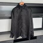 The Row Textured Silk-Blend Long Sleeve Shirt – Midnight Black